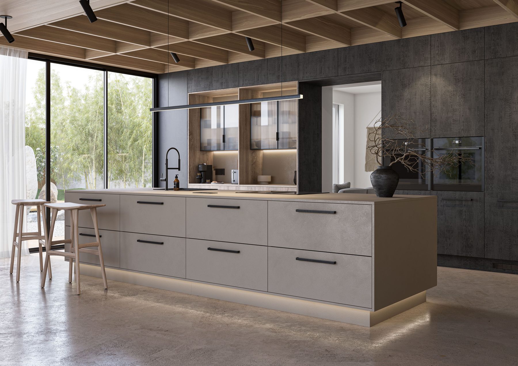 Contemporary handleless kitchen