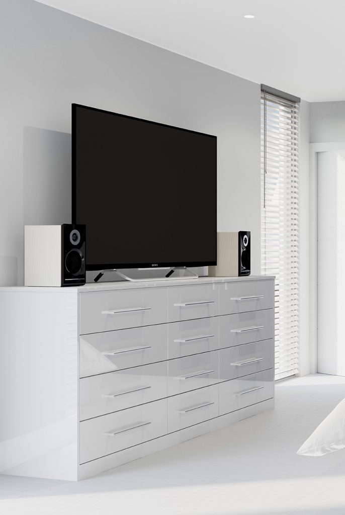 Fitted bedroom furniture with media unit